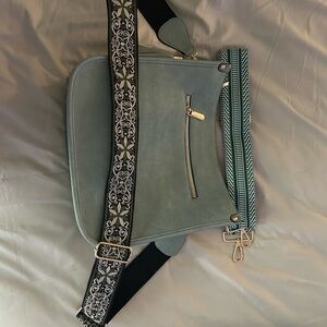 Stylish Green/seafoam Women's Bag with Patterned Straps